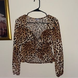 Long Sleeve Cheetah Print Blouse